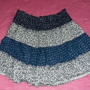 white and blue floral flowy skirt